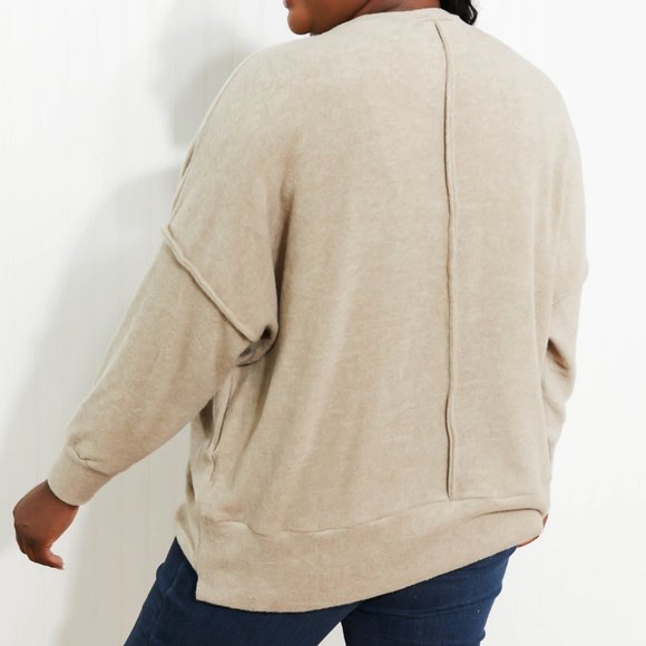 Zenana Home for the Weekend Full Size Brushed Melange Sweater - Picture 2 of 10